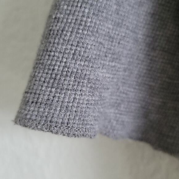 KRISTIN DAVIS Thermal Hoodie Waffle Knit Short Sleeve Pockets Size Medium Gray - Picture 4 of 8